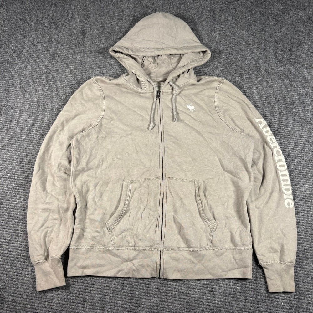 Abercrombie & Fitch Zip Hoodie Womens L Taupe Excellent Soft A&F Collection